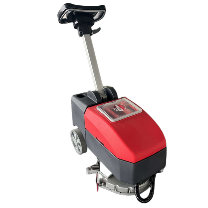 13" Battery Powered Upright Auto Scrubber With Brush & Pad Driver - 4 GAL Solution Tank / 5 GAL Recovery Tank - 27 Ah Gel Batteries