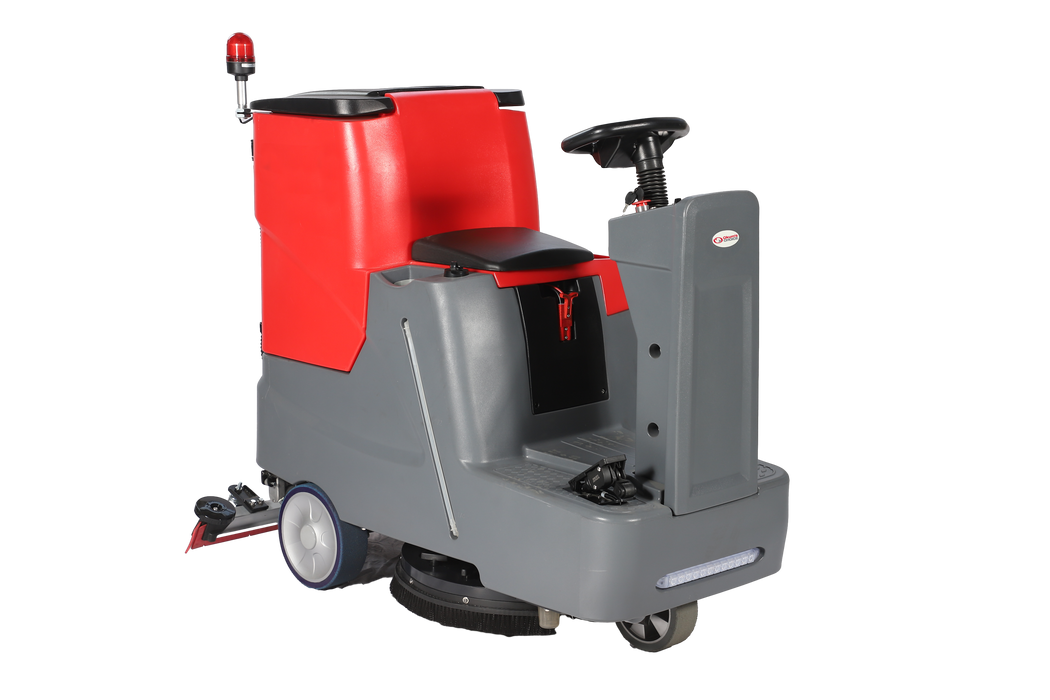 23" Battery Powered Ride-On Auto Scrubber With Brush & Pad Driver - 26 GAL Solution Tank / 29 GAL Recovery Tank - (2) 12V 120 Ah Gel Batteries